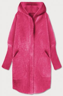 Dlouhý dámský vlněný kabát alpaka MODA908 růžový