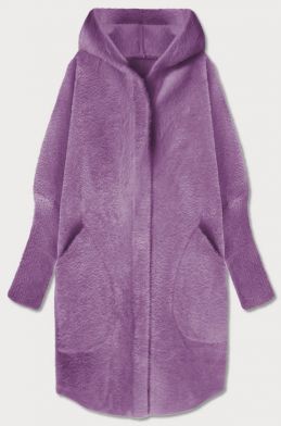 Dlouhý dámský vlněný kabát alpaka MODA908 fialový