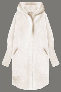 Dlouhý dámský vlněný kabát alpaka MODA908 smetanový