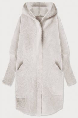 Dlouhý dámský vlněný kabát alpaka MODA908 svetlěbéžový