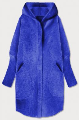 Dlouhý dámský vlněný kabát alpaka MODA908 modrý
