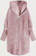 Dlouhý dámský vlněný kabát alpaka MODA908 růžový 2