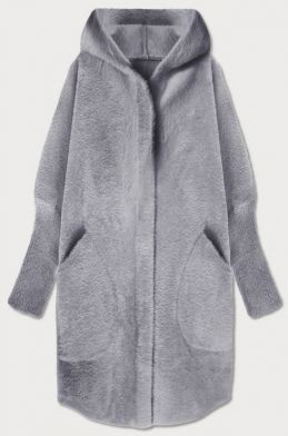 Dlouhý dámský vlněný kabát alpaka MODA908 šedý
