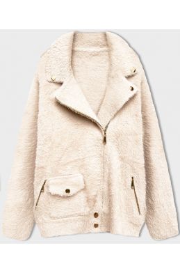 Krátký vlněný kabát MODA553 ecru