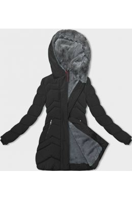 Dámská zimní bunda s kožíškem MODA3023 černá