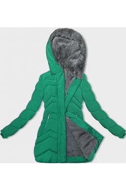 Dámská zimní bunda s kožíškem MODA3023 zelená