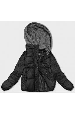Dámská zimní bunda s teplákovou kapucí MODA8213 černá