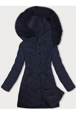 Prošívaná dámská zimní bunda s kapucí LHD MODA057 tmavěmodrá