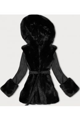 Dámská koženková kožešinová bunda MODA8079 černá