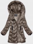 Dámská zimní bunda s asymetrickým zipem MODA8167BIG tmavěbéžová 3XL