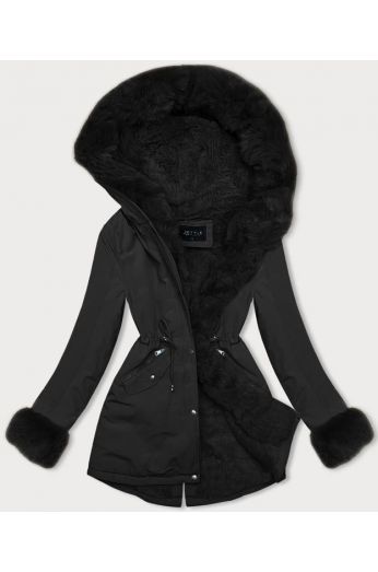 Krátká dámská zimní bunda parka 16M9062 černá