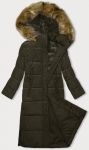 Dlouhá dámská zimní bunda s kapucí MODA726 khaki M