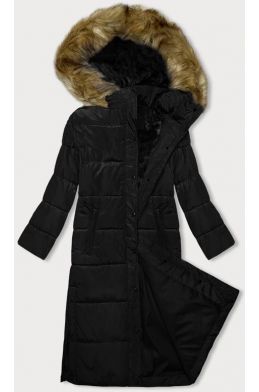 Dlouhá dámská zimní bunda s kapucí MODA726 černá