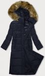 Dlouhá dámská zimní bunda s kapucí MODA726 tmavěmodrá M