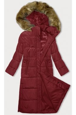 Dlouhá dámská zimní bunda s kapucí MODA726 červená