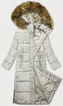 Dlouhá dámská zimní bunda s kapucí MODA726 ecru M