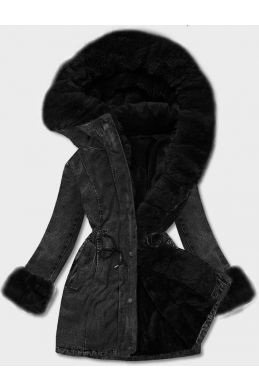 Dámská jeansová zimní bunda R8068 černá