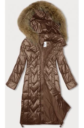 Dámská dlouhá zimní bunda MODA2203 camel