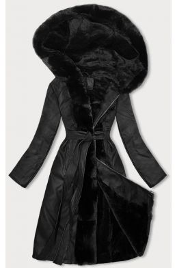 Oteplená dámská koženková bunda MODA8059 černá