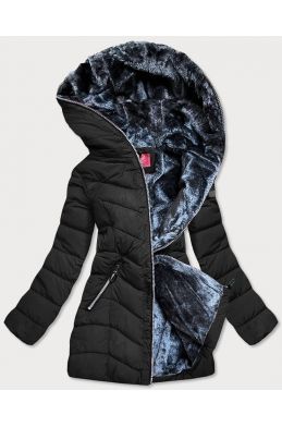 Dámská zimní bunda s kožíškem MODA2007 černá velikost S
