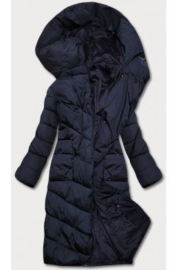 Dlouhá dámská zimní bunda MODA033 tmavěmodrá