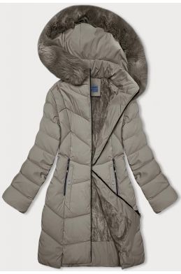 Dámská zimní bunda s kožešinovou podšívkou MODA8206BIG béžová