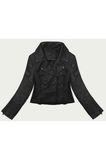 Dámská krátká koženková bunda s asymetrickým zipem MODA8130 černá